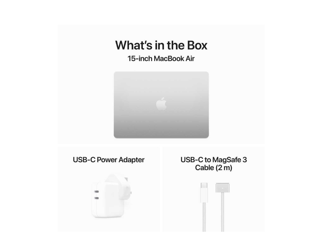 Apple MacBook Air 15-inch (2024) – M3 with 8-core CPU / 8GB RAM / 256GB SSD / 10-core GPU / macOS Sonoma / English & Arabic Keyboard / Space Silver Apple MacBook Air 15-inch (2024) – M3 with 8-core CPU / 8GB RAM / 256GB SSD / 10-core GPU / macOS Sonoma / English & Arabic Keyboard / Space Silver